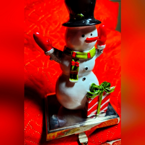 Snowman Stocking Holder/Hook, Holiday/Christmas, weighted, Vintage - Picture 4 of 12